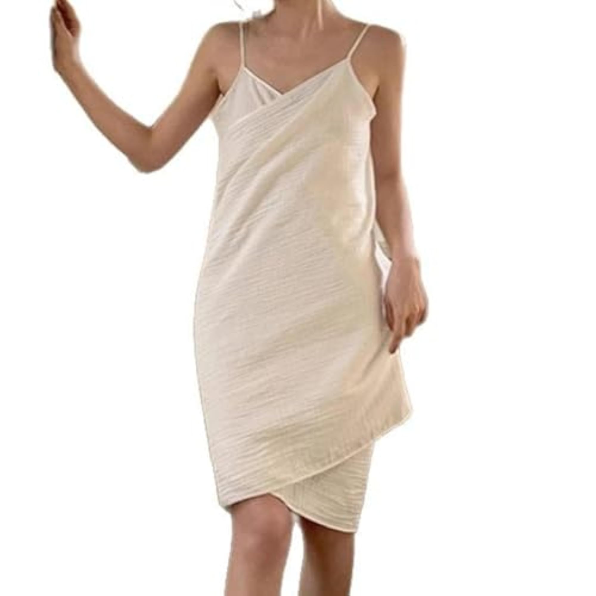Quick Dry Suspender Bathrobe for Women, Light Pink
